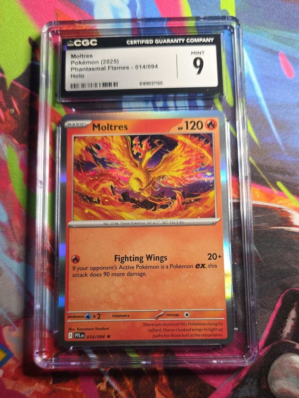 Pokemon Moltres Holo Graded Card — Orange and Yellow Artwork